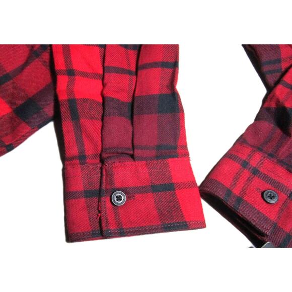 Hurley Boy's Flannel Plaid Button Down Shirt Size Medium (10/12) Red and Black - Picture 4 of 8